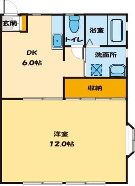 【間取】　1階角部屋　
1DK　38.0�u♪